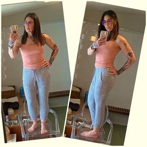 lululemon athletica Light Gray Patterned Joggers with Drawstring Waist